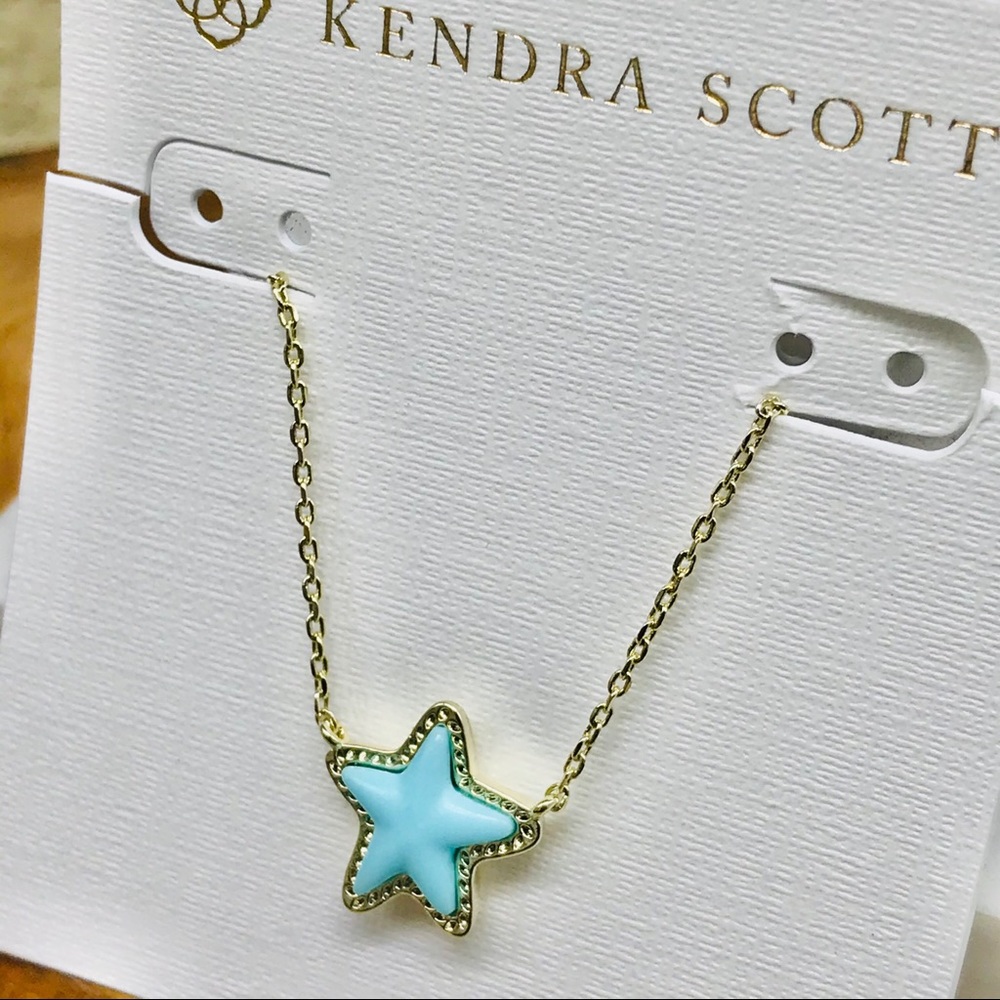 Kendra Scott Jae Star sport necklace light blue magnesite Gold Plated